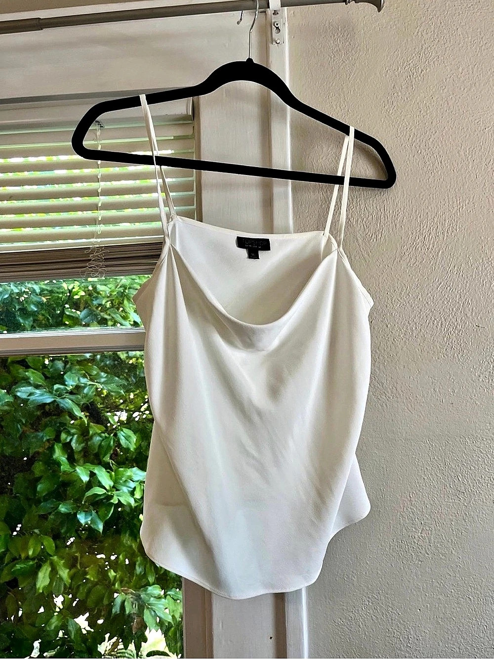 TOPSHOP Women's White Solid Tank Top Camisole US 8 Strap Accents